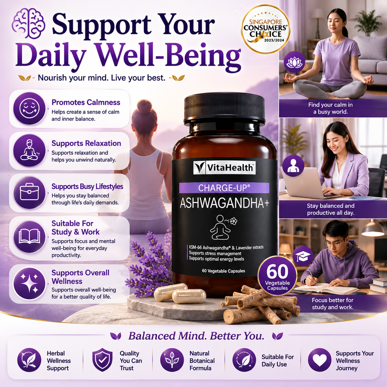 VitaHealth Charge-Up Ashwagandha+ 60s