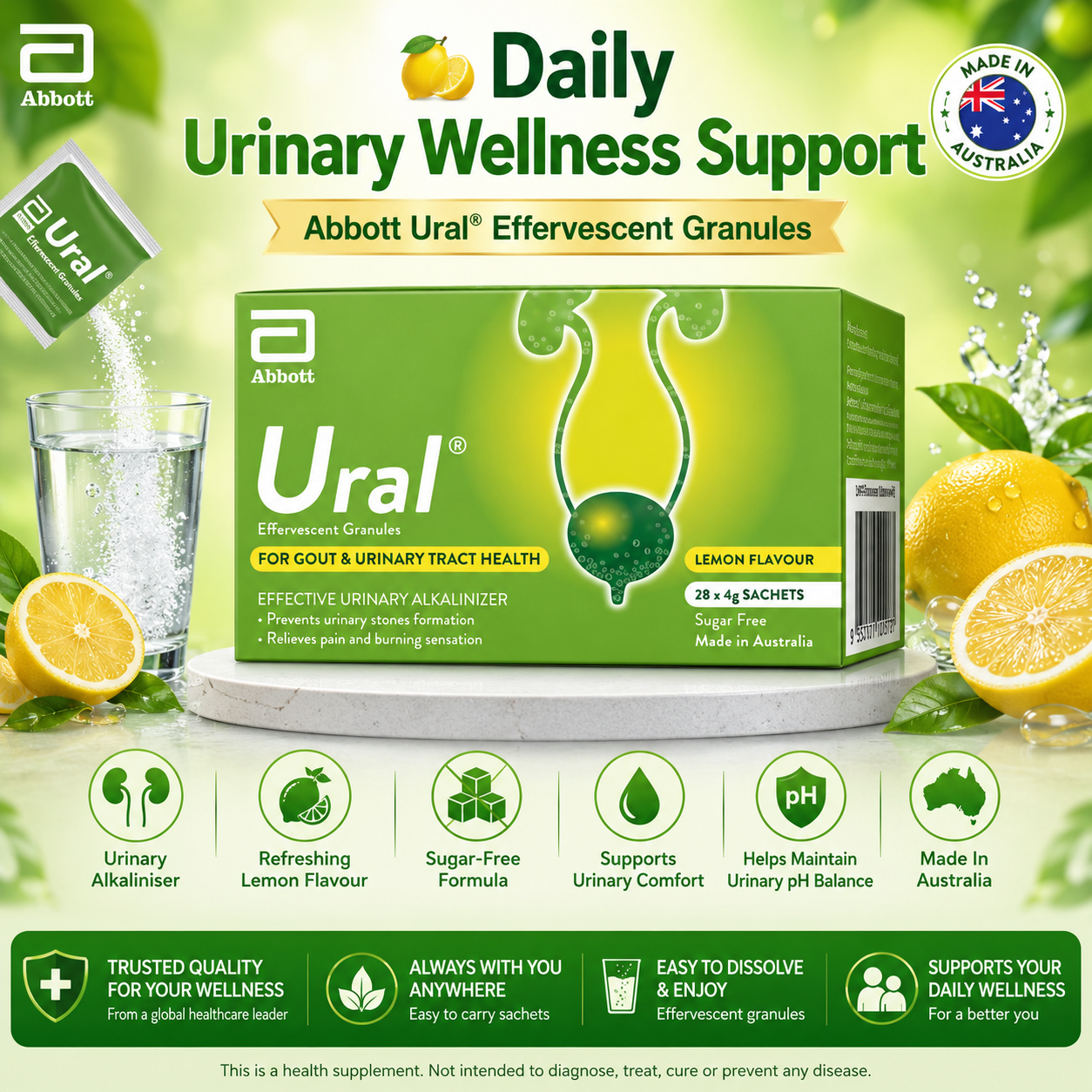 Ural Effervescent Granules (4g x 28 Sachets) Urinary Alkalinizer
