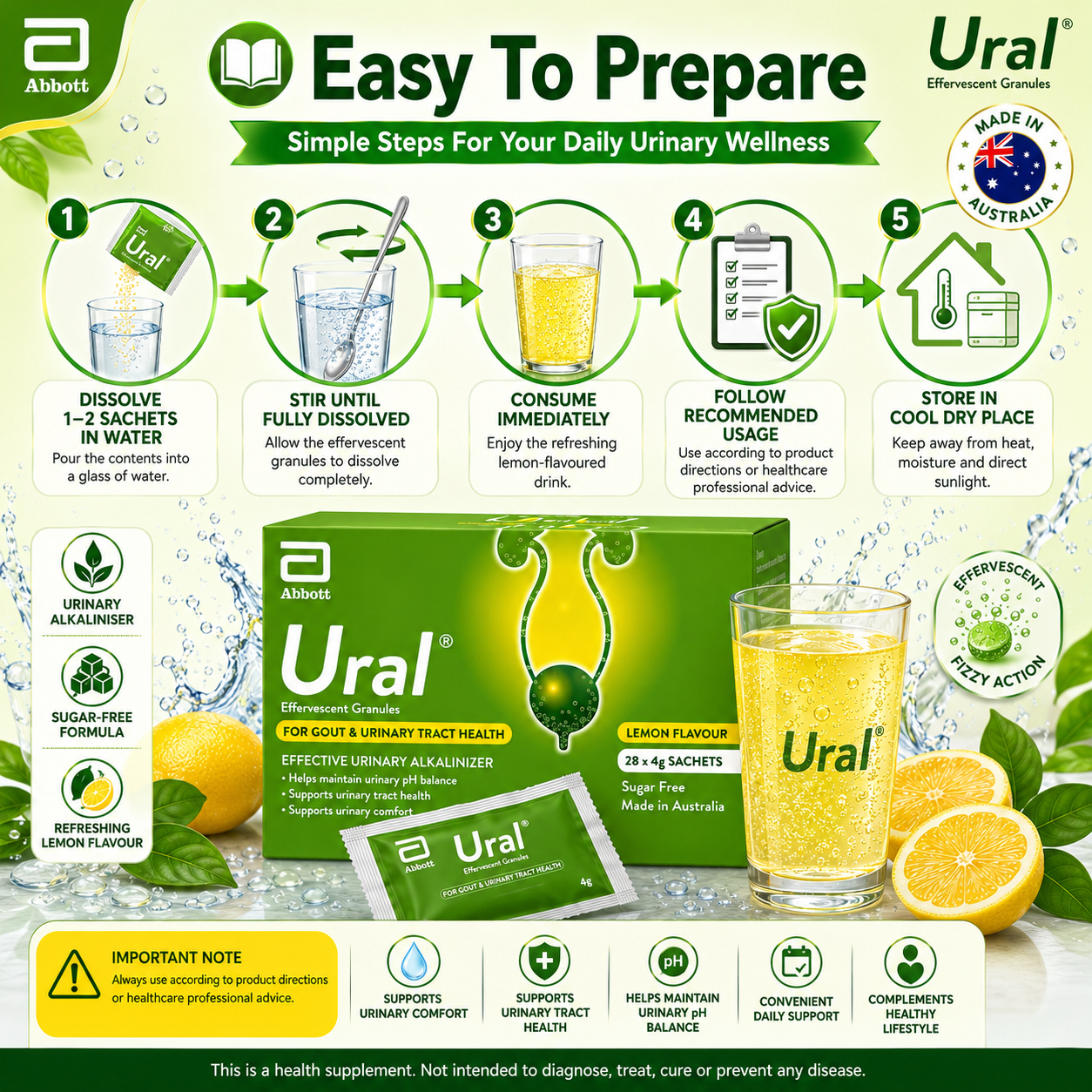 Ural Effervescent Granules (4g x 28 Sachets) Urinary Alkalinizer