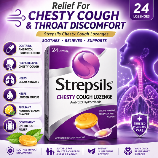 Strepsils Chesty Cough Lozenges 24s – Soothes Throat & Clears Mucus Fast