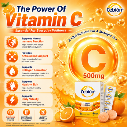 Cebion Vitamin C 500mg Chewable Tablets Orange 30s | Immune Support