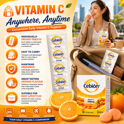 Cebion Vitamin C 500mg Chewable Tablets Orange 30s | Immune Support