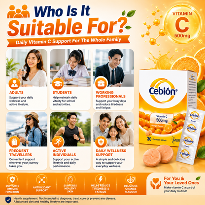 Cebion Vitamin C 500mg Chewable Tablets Orange 30s | Immune Support