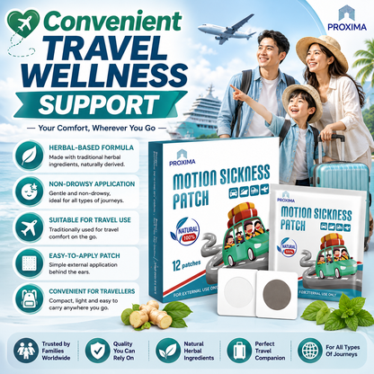 Motion Sickness Patch | Non-Drowsy Travel Relief | For Adults & Kids (12 pcs)