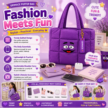 McDonald’s Grimace Exclusive Merch | Tumbler | Plush | Puffer Bag