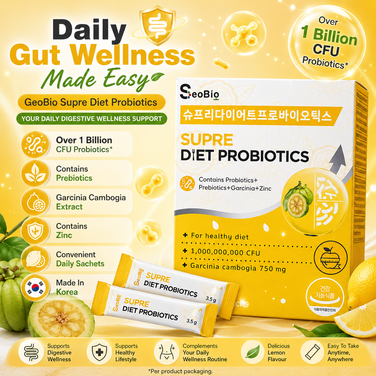 SeoBio Supre Diet Probiotics 30s | Probiotics + Prebiotics + Garcinia Cambogia + Zinc