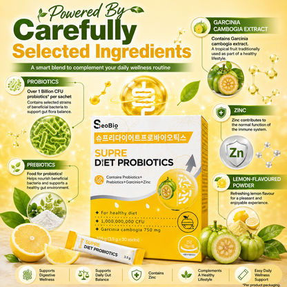 SeoBio Supre Diet Probiotics 30s | Probiotics + Prebiotics + Garcinia Cambogia + Zinc