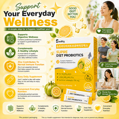 SeoBio Supre Diet Probiotics 30s | Probiotics + Prebiotics + Garcinia Cambogia + Zinc