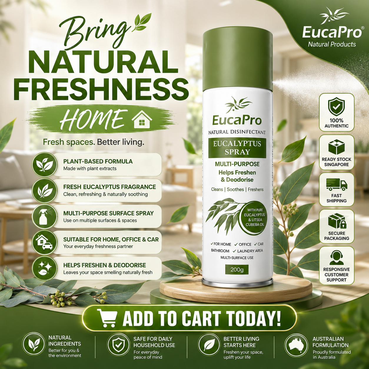 EucaPro Eucalyptus Disinfectant & Sanitizing Spray | Natural Formula
