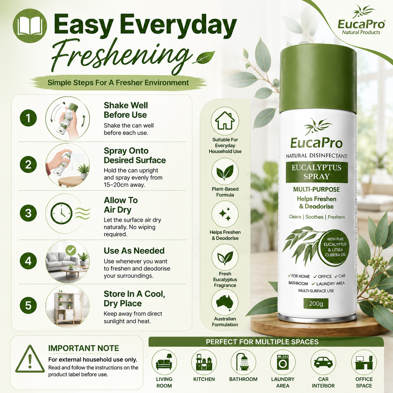 EucaPro Eucalyptus Disinfectant & Sanitizing Spray | Natural Formula
