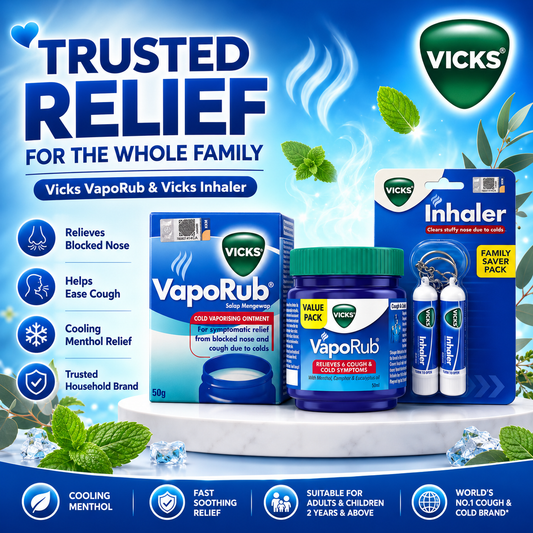 Vicks VapoRub 50g Value Pack | Vicks Inhaler Family Saver Pack | Cooling Menthol Comfort | Travel-Friendly