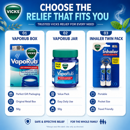 Vicks VapoRub 50g Value Pack | Vicks Inhaler Family Saver Pack | Cooling Menthol Comfort | Travel-Friendly