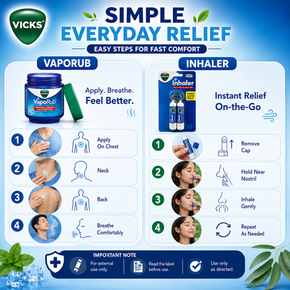 Vicks VapoRub 50g Value Pack | Vicks Inhaler Family Saver Pack | Cooling Menthol Comfort | Travel-Friendly
