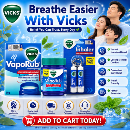 Vicks VapoRub 50g Value Pack | Vicks Inhaler Family Saver Pack | Cooling Menthol Comfort | Travel-Friendly