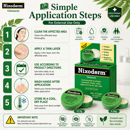Nixoderm® Ointment | Topical Skin Ointment | For Pimples, Blackheads, Itching, Rashes & Ringworm | External Use
