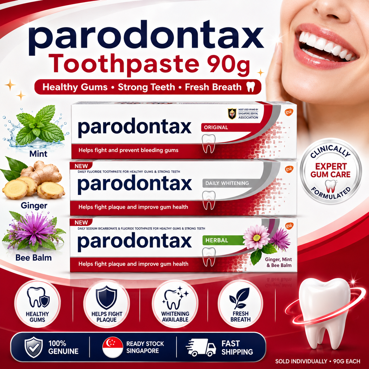 Parodontax Toothpaste 90g – Gum Care, Whitening & Fresh Breath