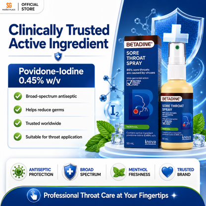 BETADINE® Sore Throat Spray 50mL | Kills Germs, Relieves Sore Throat Fast