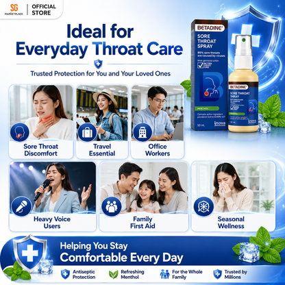 BETADINE® Sore Throat Spray 50mL | Kills Germs, Relieves Sore Throat Fast