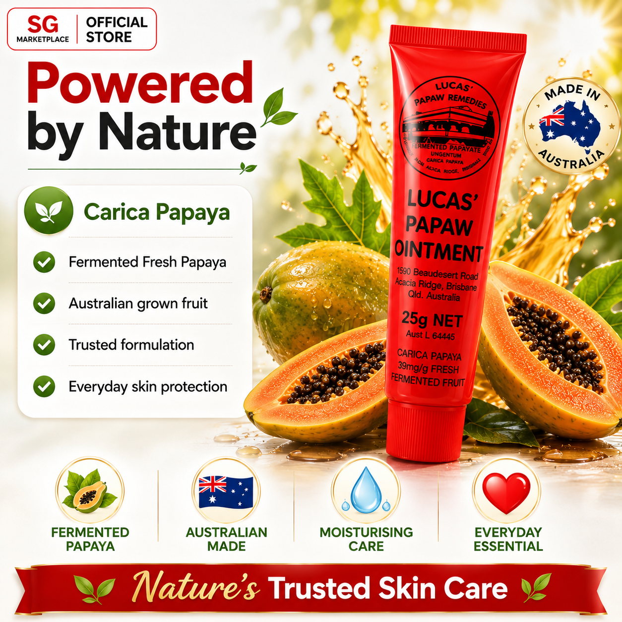 Lucas’ Papaw Ointment 25g | Multi-Purpose Skin Care Balm | Moisturises Dry & Chapped Skin | Australian Papaya Formula