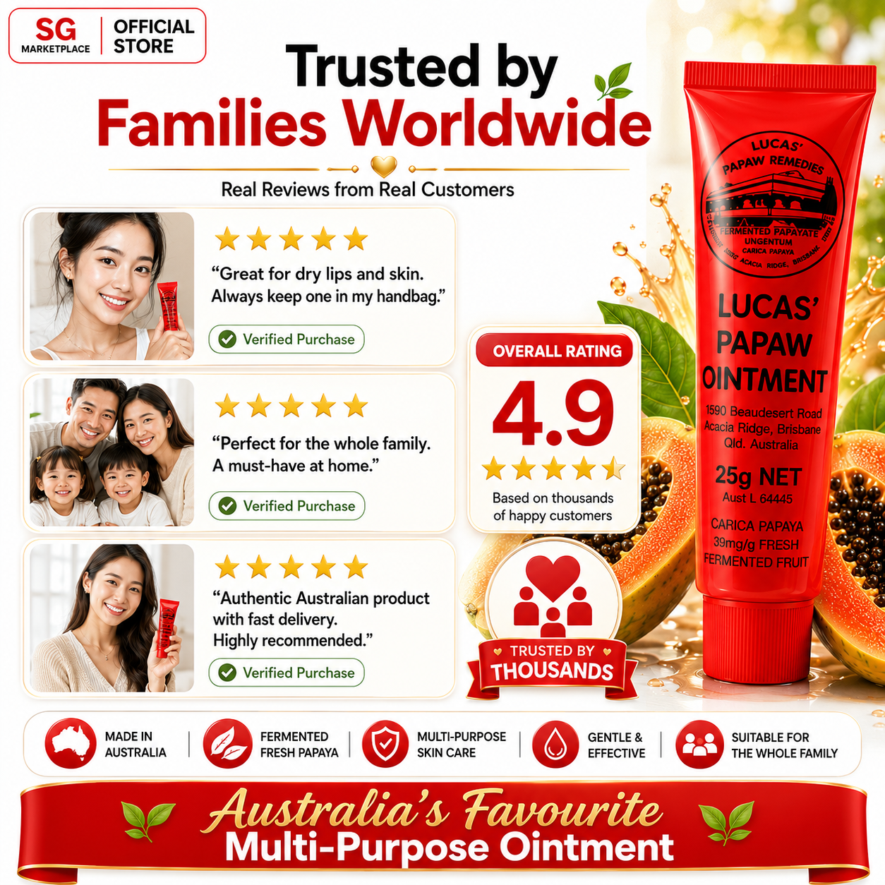 Lucas’ Papaw Ointment 25g | Multi-Purpose Skin Care Balm | Moisturises Dry & Chapped Skin | Australian Papaya Formula