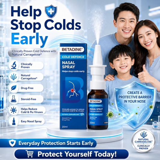 BETADINE Cold Defence Nasal Spray 20ml | Natural Carragelose® | Drug-Free | Steroid-Free