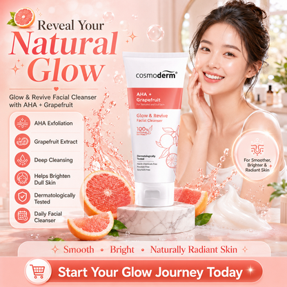 Cosmoderm AHA + Grapefruit Glow & Revive Facial Cleanser 100mL