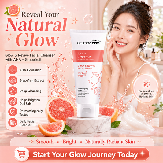 Cosmoderm AHA + Grapefruit Glow & Revive Facial Cleanser 100mL