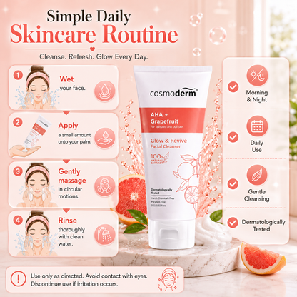 Cosmoderm AHA + Grapefruit Glow & Revive Facial Cleanser 100mL