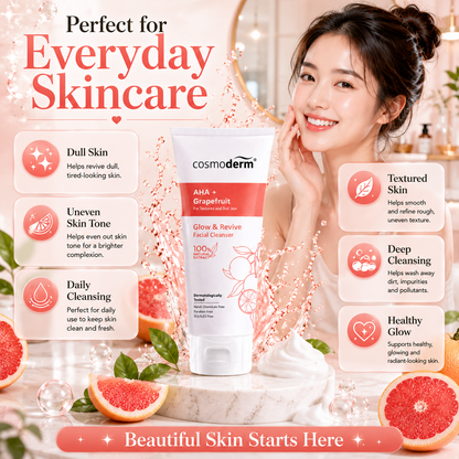 Cosmoderm AHA + Grapefruit Glow & Revive Facial Cleanser 100mL