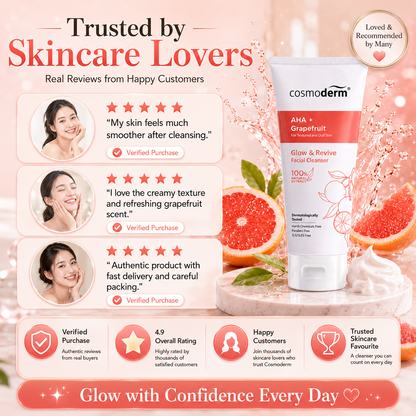 Cosmoderm AHA + Grapefruit Glow & Revive Facial Cleanser 100mL