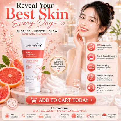 Cosmoderm AHA + Grapefruit Glow & Revive Facial Cleanser 100mL