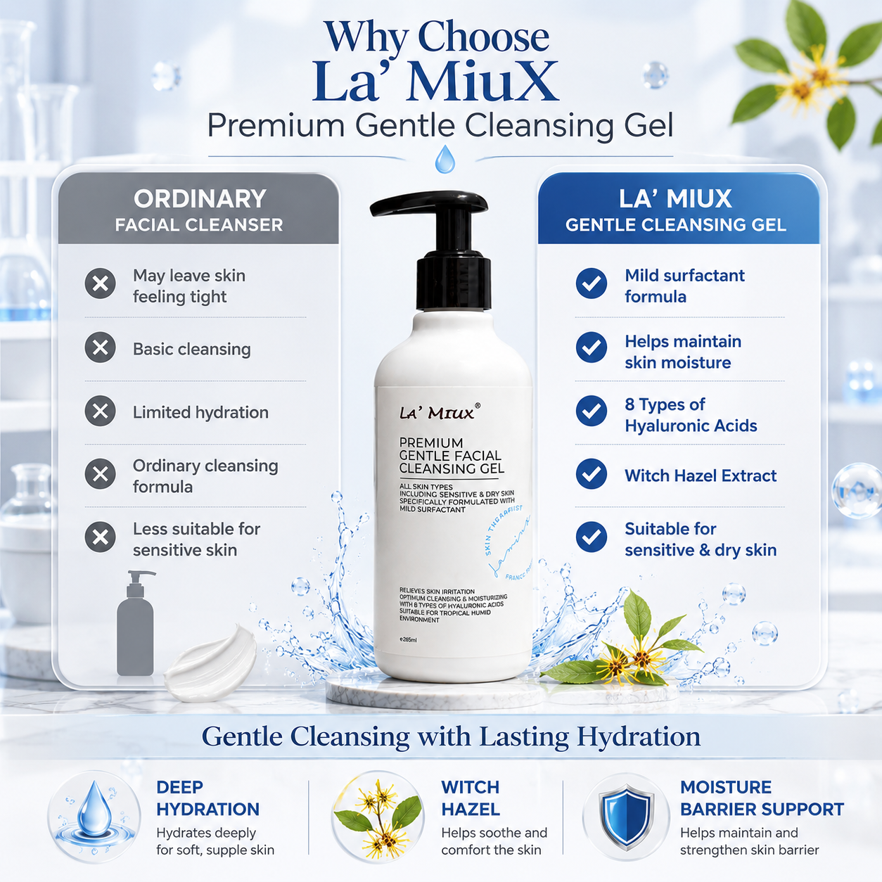La’ MiuX Premium Gentle Facial Cleansing Gel 265mL