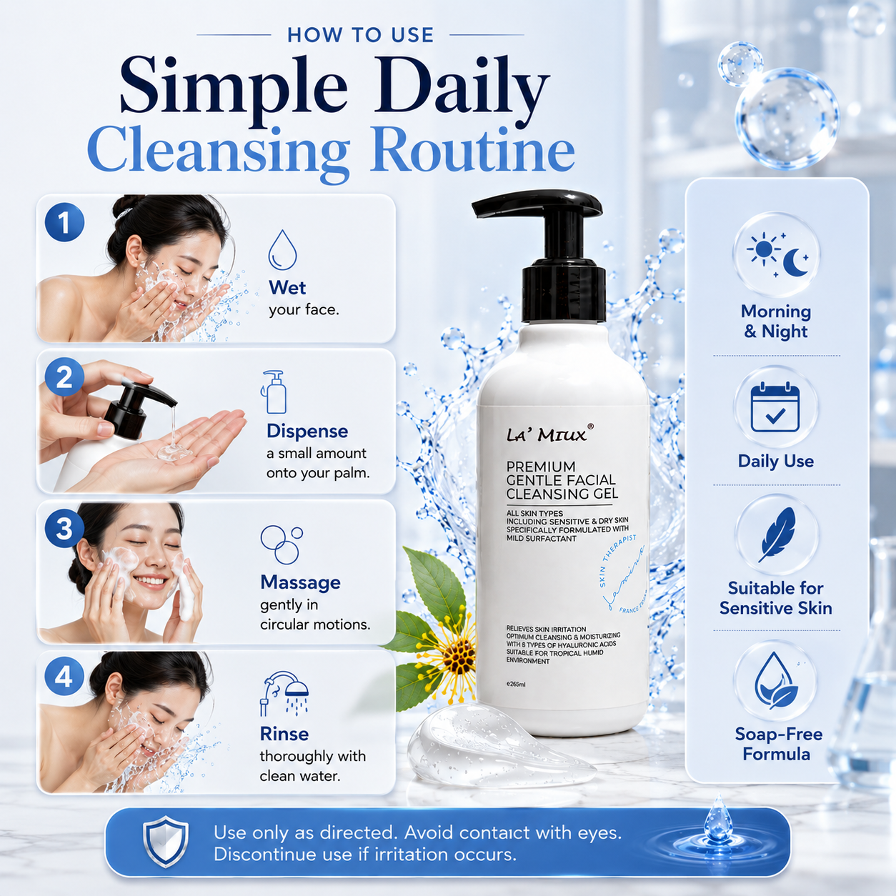 La’ MiuX Premium Gentle Facial Cleansing Gel 265mL