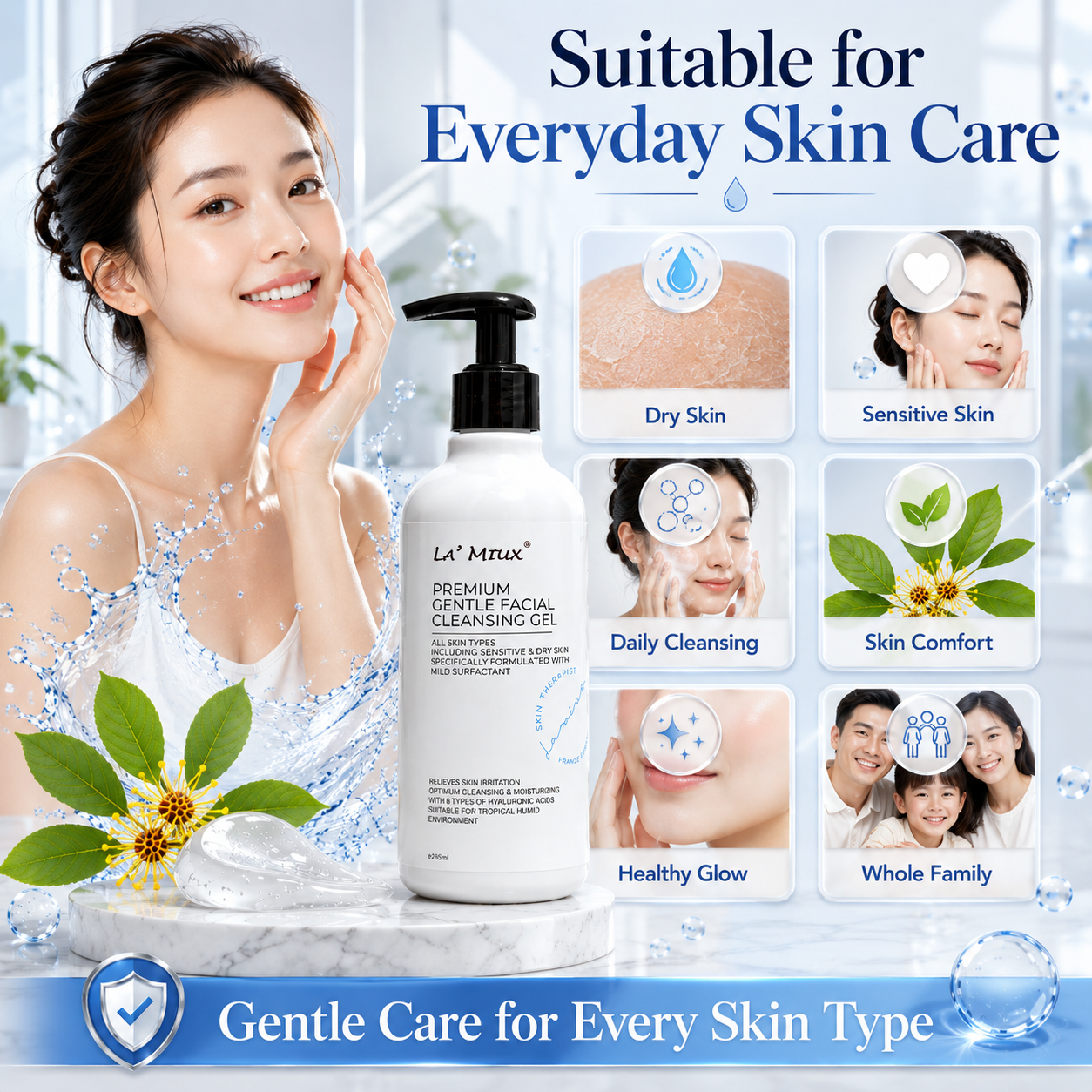 La’ MiuX Premium Gentle Facial Cleansing Gel 265mL