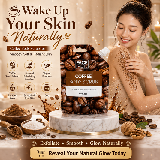 Face Facts Coffee Body Scrub 50g | Exfoliate, Smooth, Soft & Glowing Skin