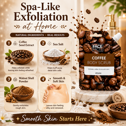 Face Facts Coffee Body Scrub 50g | Exfoliate, Smooth, Soft & Glowing Skin