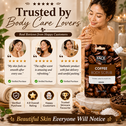 Face Facts Coffee Body Scrub 50g | Exfoliate, Smooth, Soft & Glowing Skin
