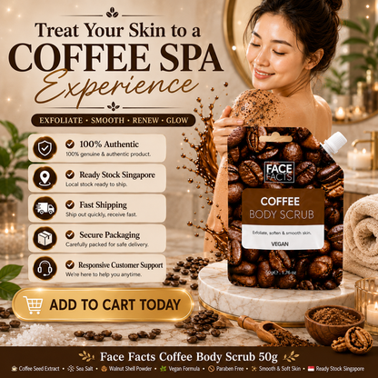 Face Facts Coffee Body Scrub 50g | Exfoliate, Smooth, Soft & Glowing Skin