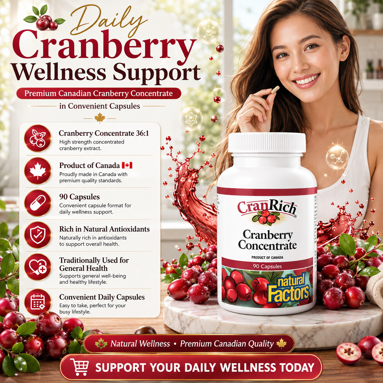 Natural Factors CranRich Cranberry Concentrate Capsule 90’s