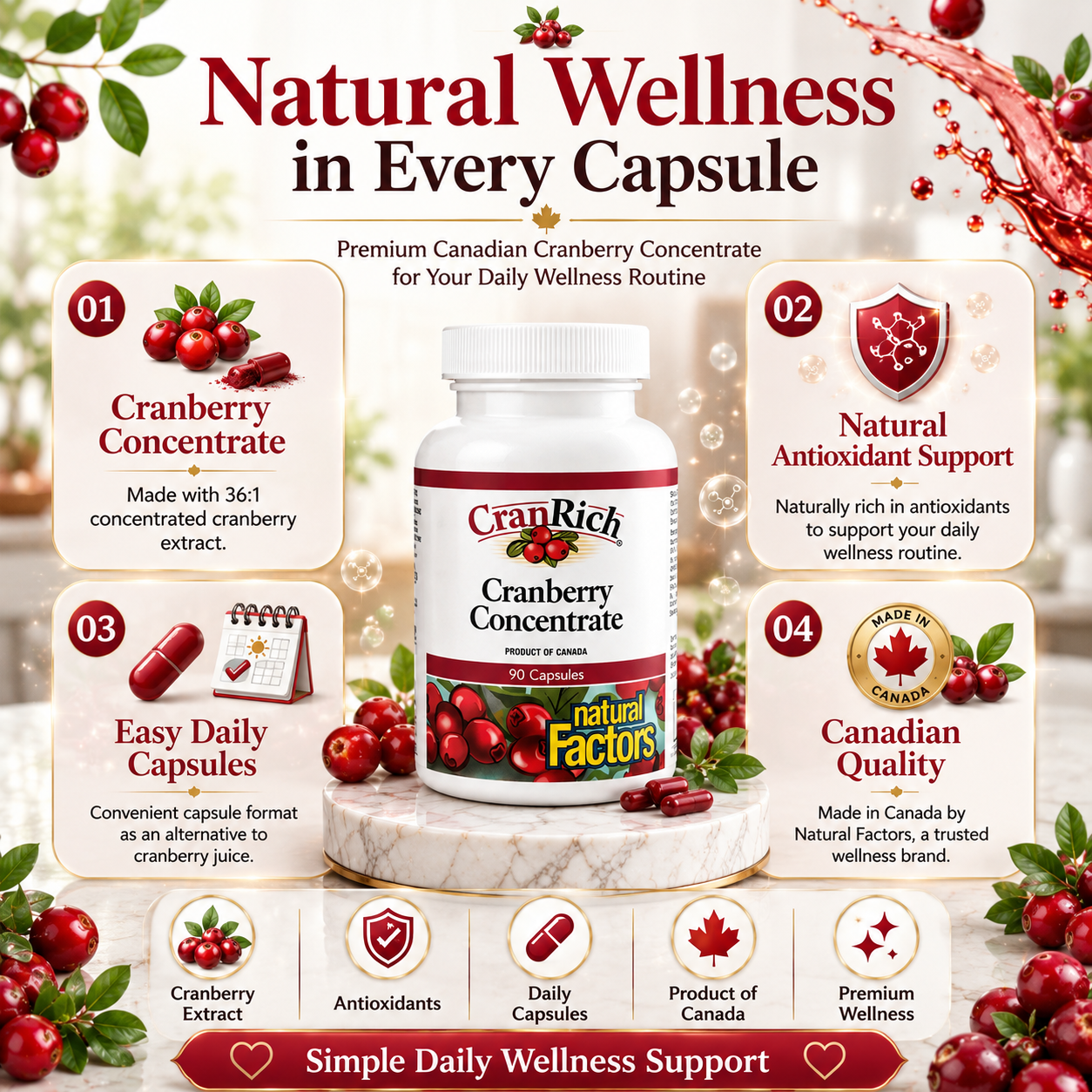 Natural Factors CranRich Cranberry Concentrate Capsule 90’s