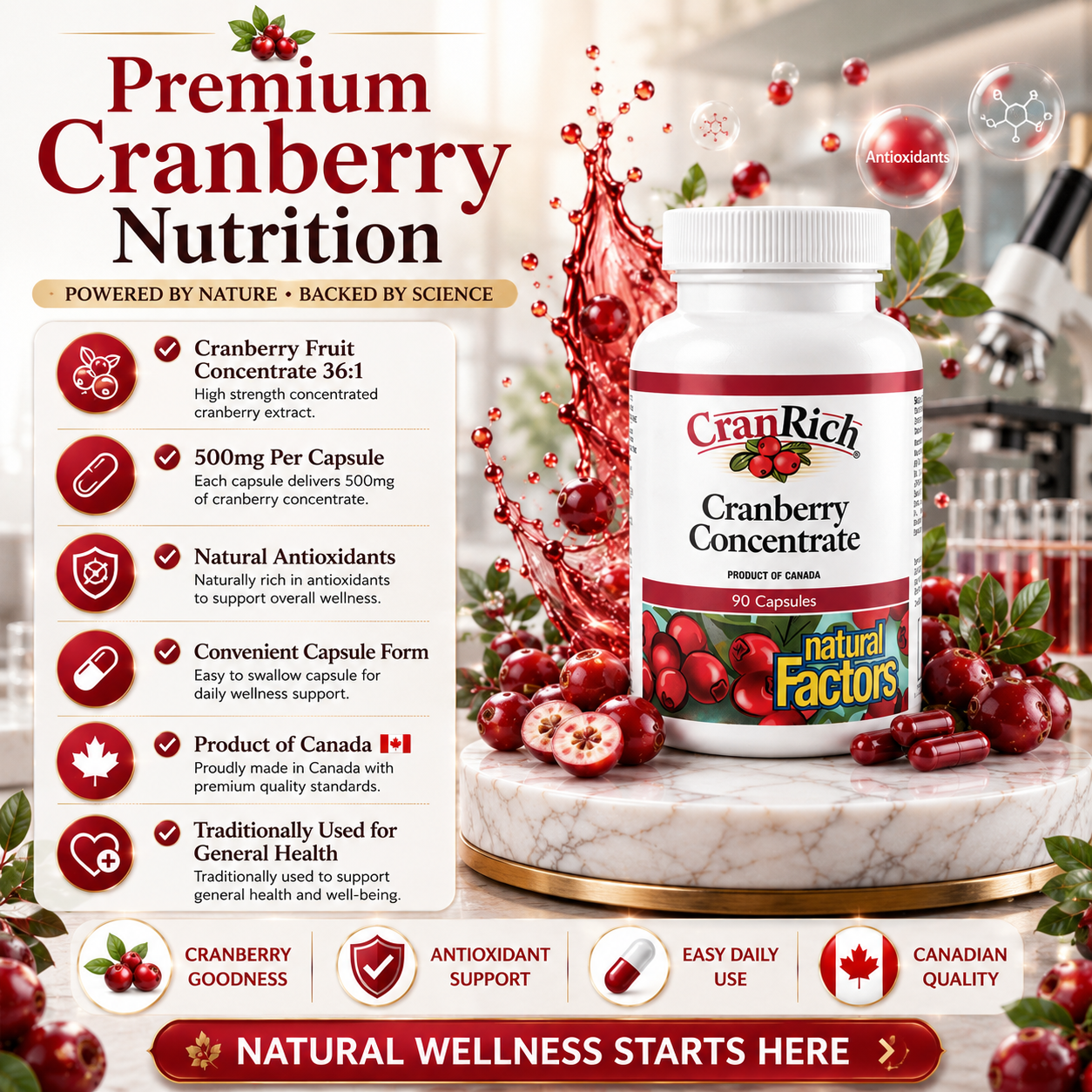 Natural Factors CranRich Cranberry Concentrate Capsule 90’s