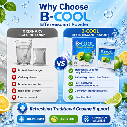 B-COOL Effervescent Powder Lemon Lime 5g x 5 Sachets | Instant Cooling Drink