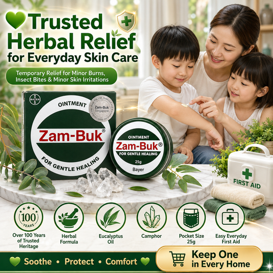 Zam-Buk® Medicated Ointment | Herbal Balm for Temporary Relief of Minor Burns, Insect Bites, Bruises & Chapped Hands | 25g