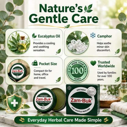 Zam-Buk® Medicated Ointment | Herbal Balm for Temporary Relief of Minor Burns, Insect Bites, Bruises & Chapped Hands | 25g