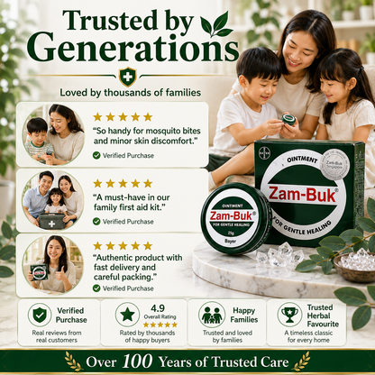 Zam-Buk® Medicated Ointment | Herbal Balm for Temporary Relief of Minor Burns, Insect Bites, Bruises & Chapped Hands | 25g