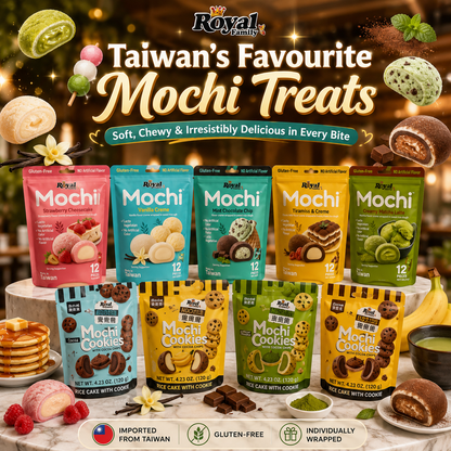 Royal Family Mochi & Mochi Cookies | Imported from Taiwan | Gluten-Free | Soft & Chewy | Individually Wrapped | Assorted Flavours