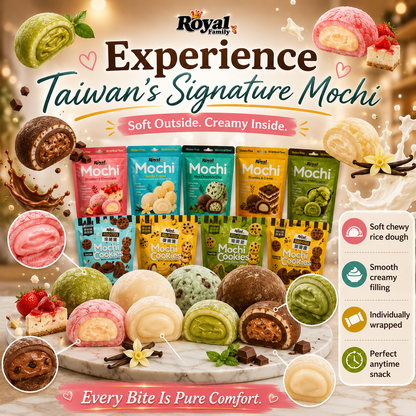 Royal Family Mochi & Mochi Cookies | Imported from Taiwan | Gluten-Free | Soft & Chewy | Individually Wrapped | Assorted Flavours