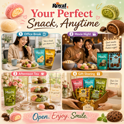 Royal Family Mochi & Mochi Cookies | Imported from Taiwan | Gluten-Free | Soft & Chewy | Individually Wrapped | Assorted Flavours