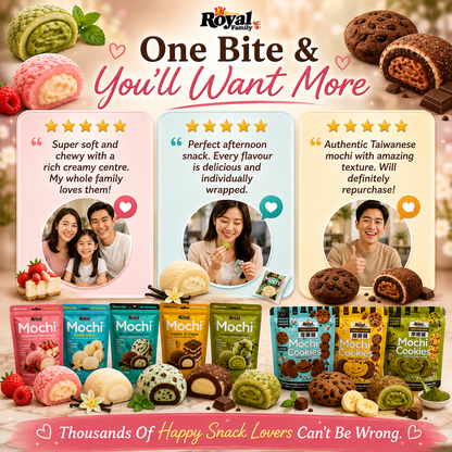 Royal Family Mochi & Mochi Cookies | Imported from Taiwan | Gluten-Free | Soft & Chewy | Individually Wrapped | Assorted Flavours