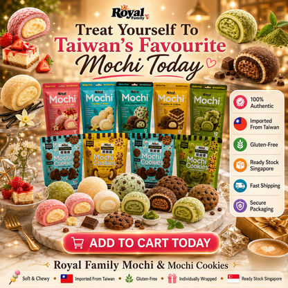 Royal Family Mochi & Mochi Cookies | Imported from Taiwan | Gluten-Free | Soft & Chewy | Individually Wrapped | Assorted Flavours